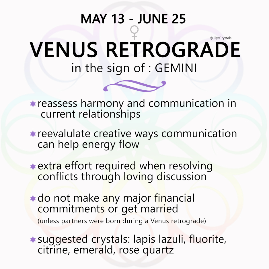 Venus Retrograde May 13 June 25 JilysCrystals