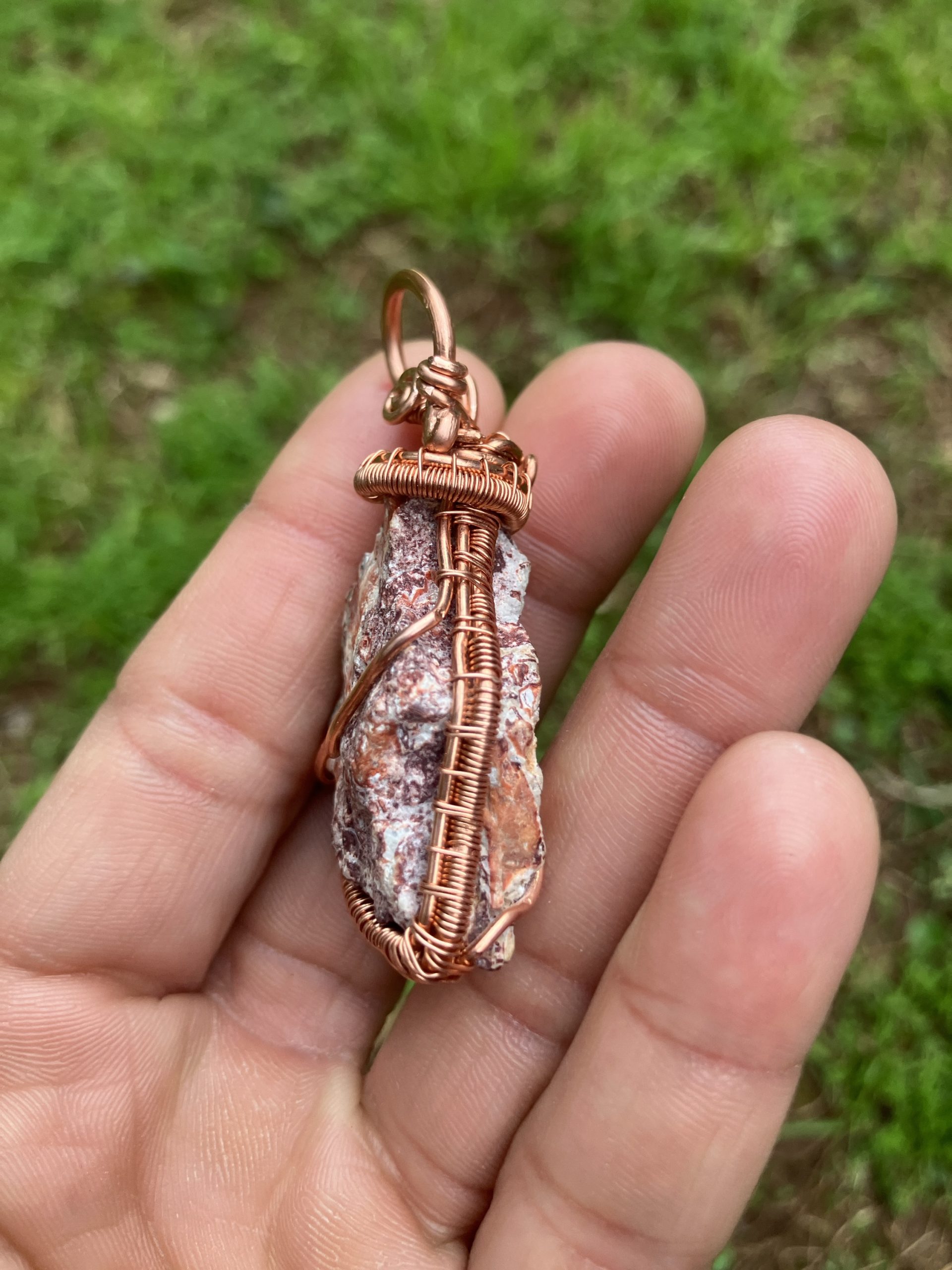 Red Leopard Skin Jasper Triangular Necklace - Image 6