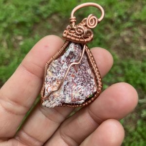 Red Leopard Skin Jasper Triangular Necklace