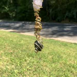 3 Crystal Car Hanger Charm: Amethyst, Tiger's Eye, Black Tourmaline