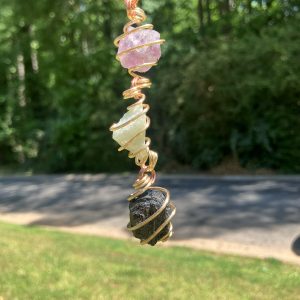 3 Crystal Car Hanger Charm: Amethyst, Green Aventurine, Black Tourmaline