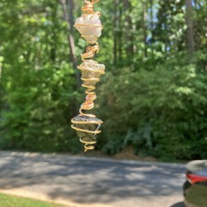 3 Crystal Car Hanger Charm: Rainbow Fluorite, Pyrite , Black Tourmaline