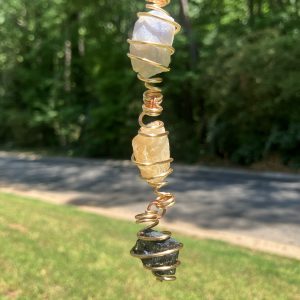 3 Crystal Car Hanger Charm: Blue Lace Agate, "Citrine" , Black Tourmaline