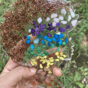 Afro Silhouette Resin Art (with Copper and Chakra Crystals)