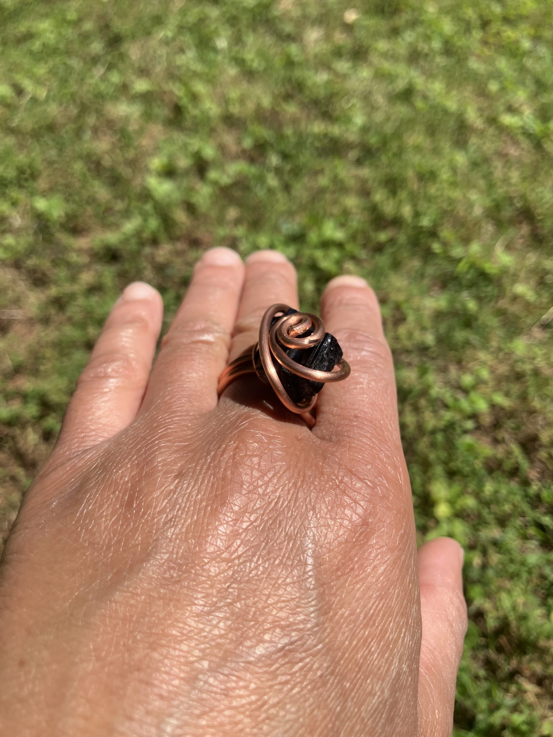 Black Tourmaline Spaceship Ring, Size 8 - Image 2