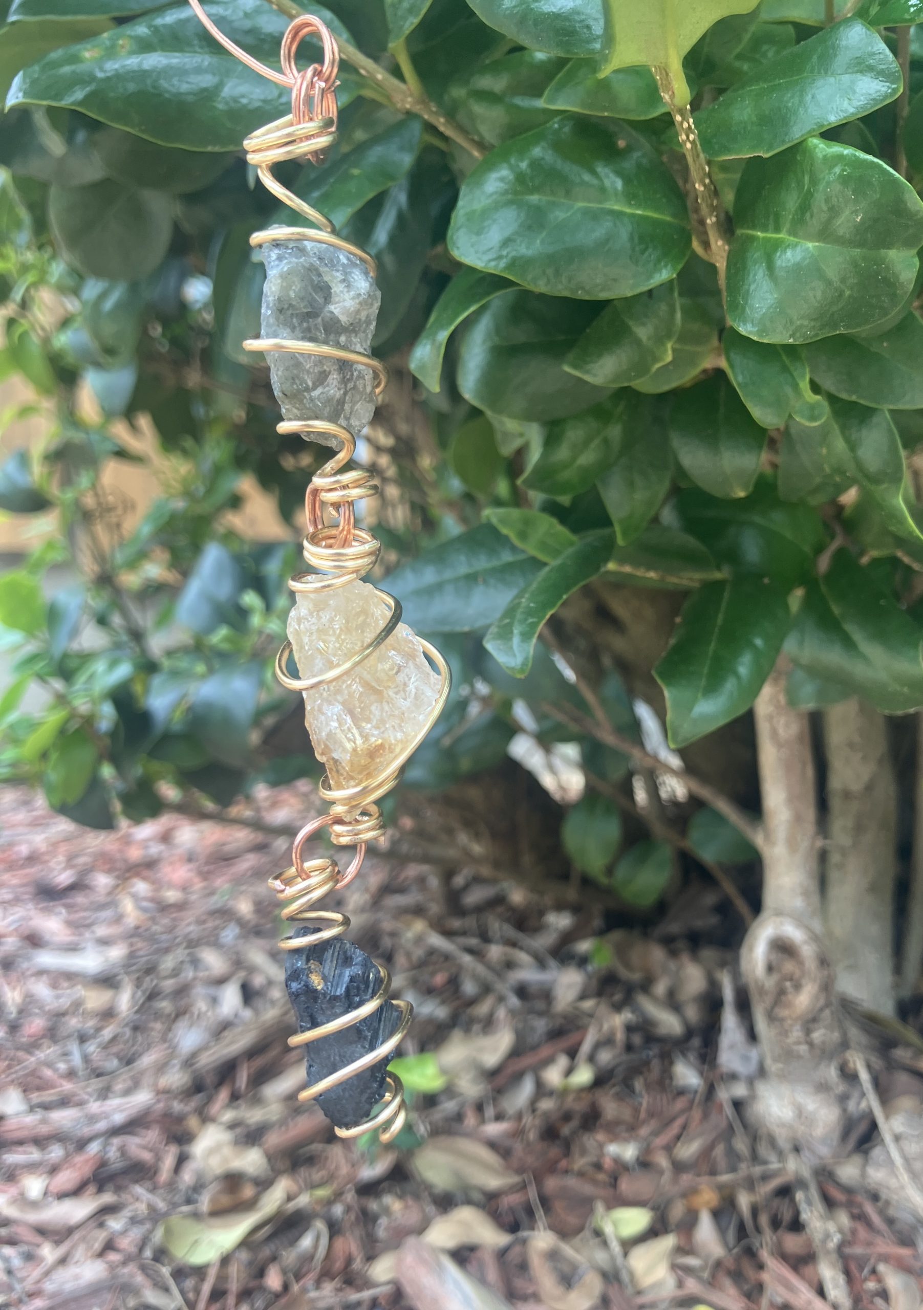 3 Crystal Car Hanger Charm: Labradorite, Citrine(HTA), Black Tourmaline - Image 2