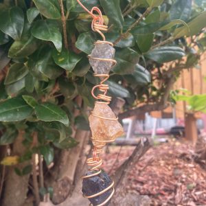 3 Crystal Car Hanger Charm: Labradorite, Citrine(HTA), Black Tourmaline