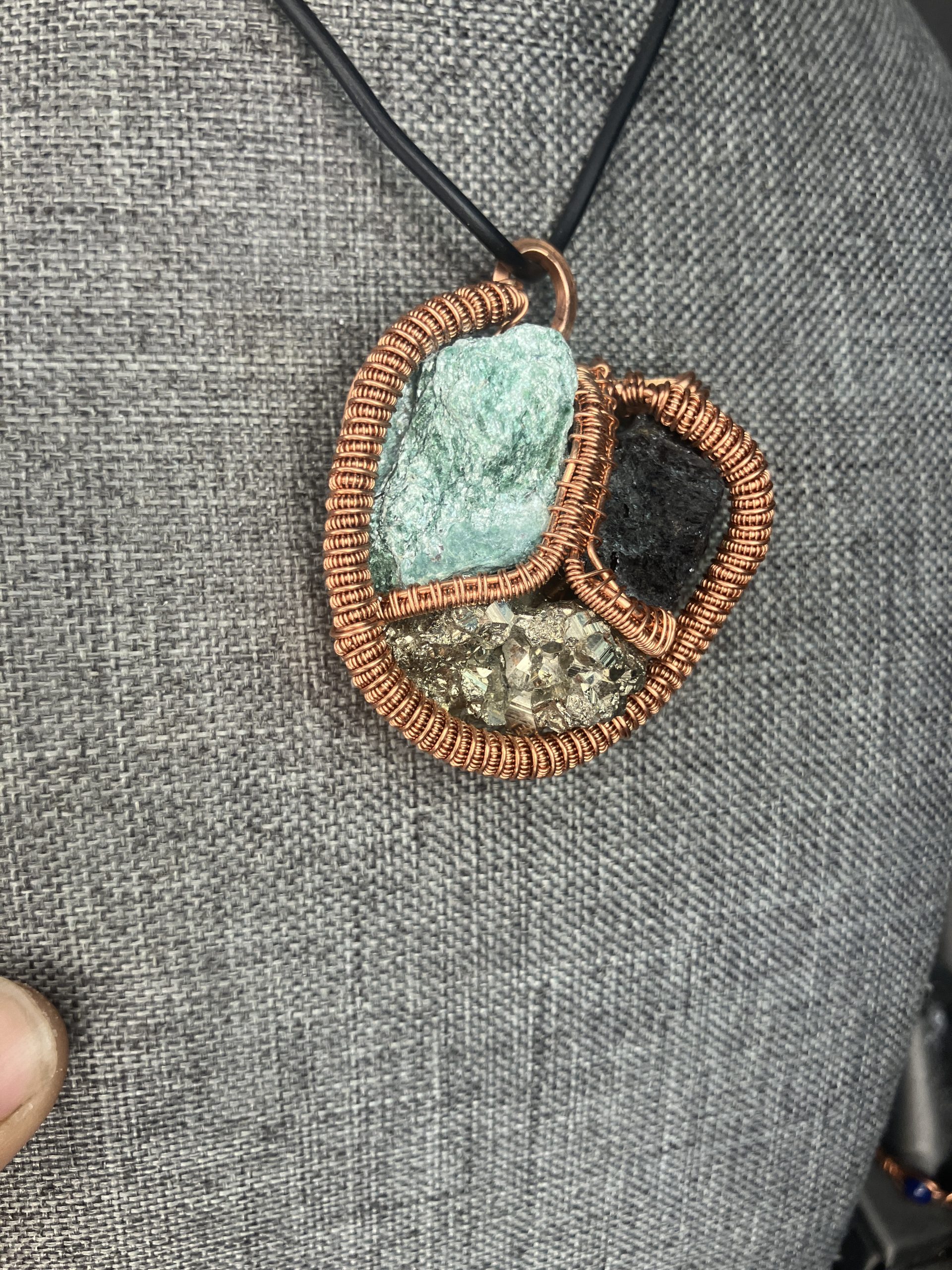 Love and Protection Necklace(Fuschite, Black Tourmaline, Pyrite)