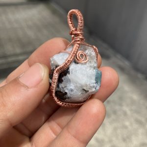 Rainbow Moonstone with Blue Extrusion Necklace