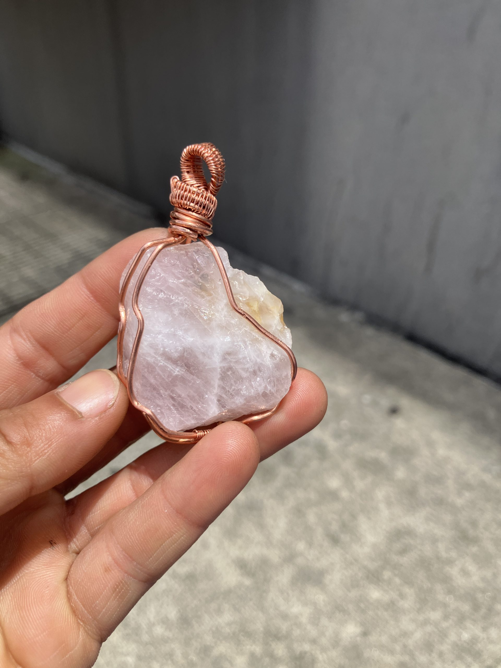 Rose Quartz Squared Necklace