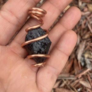 Black Tourmaline Copper Coil Necklace