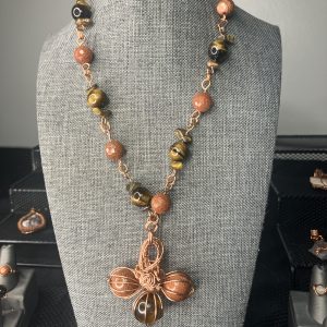 Protect Yo Passion Necklace: Tigers Eye and Red Goldstone in Copper